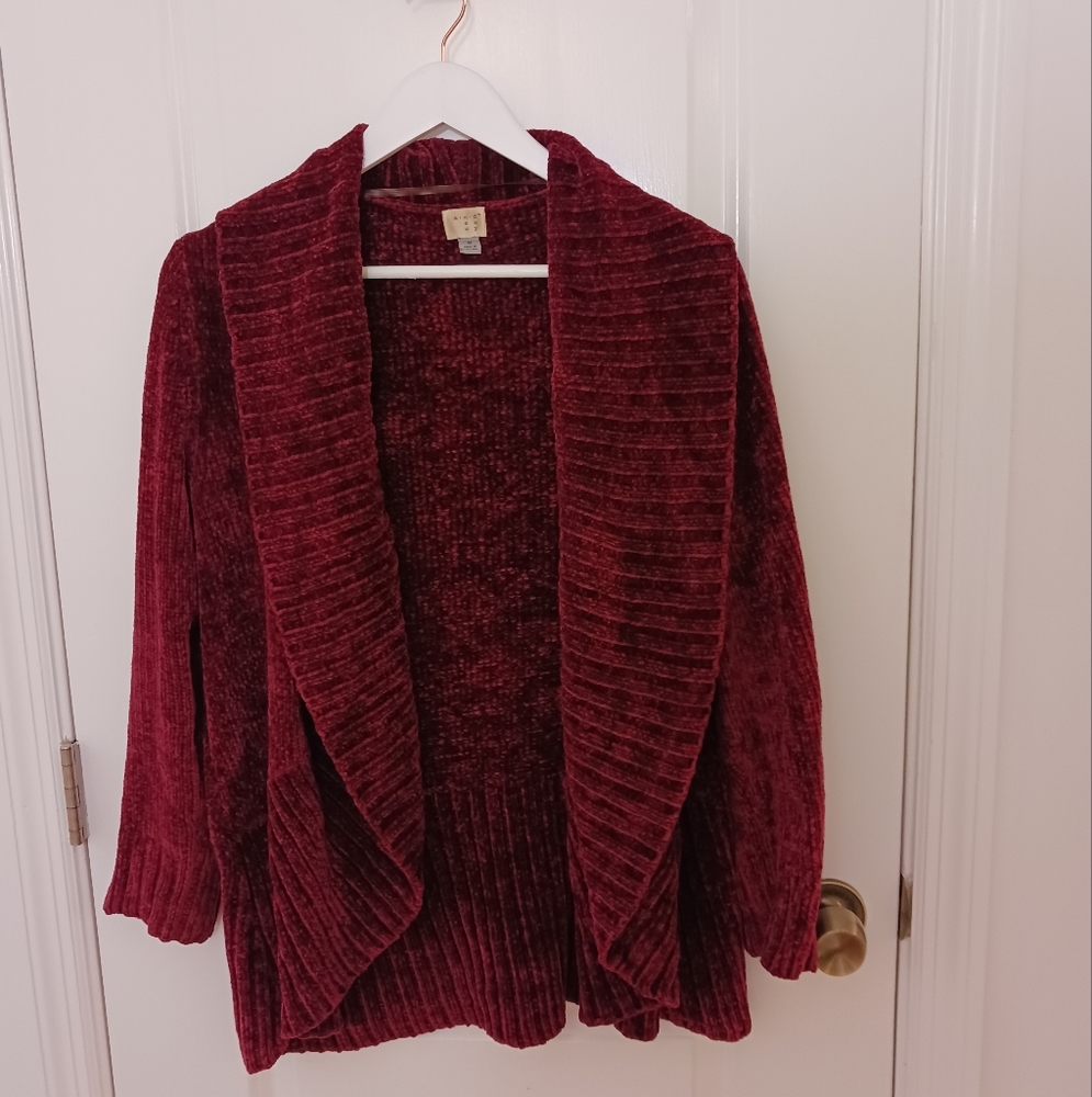 Chenille Curved Hem Cardigan M Burgandy A New Day Brand from Target